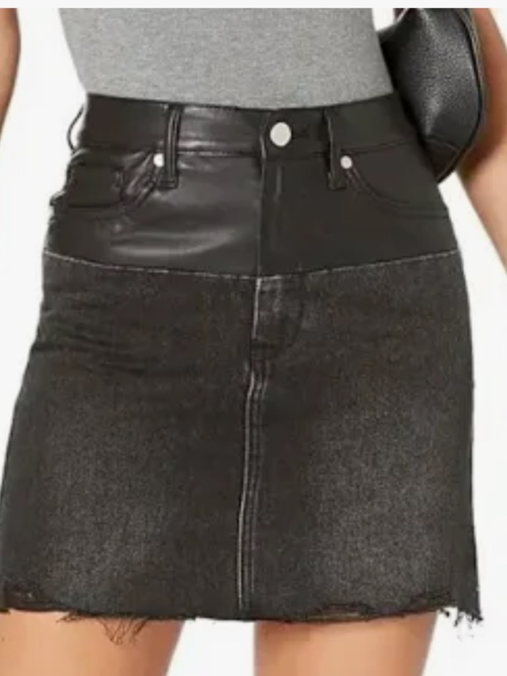 BLANK NYC Black High-Waist Mixed-Media Mini Skirt